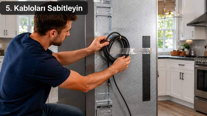 Buzdolabı kablolarını sabitleme