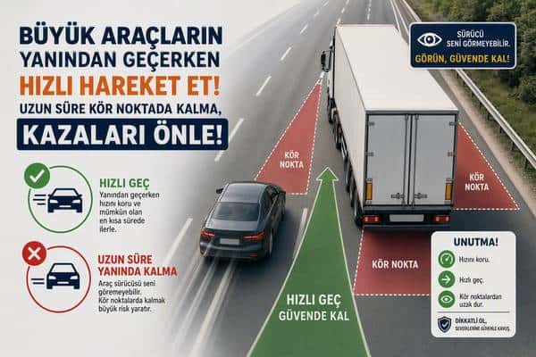 Tırların yanından geçerken hızlı hareket edin
